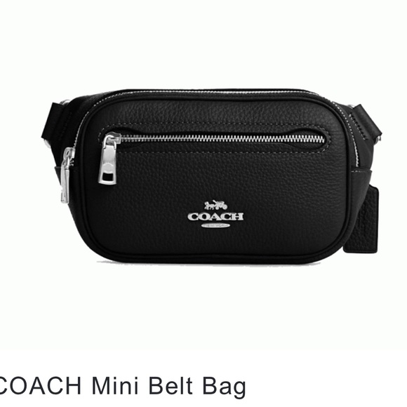 COACH Mini Belt Bag/Bifold Wallet Silver/Black•Refined pebble leather•2Pcs Set - Picture 3 of 8